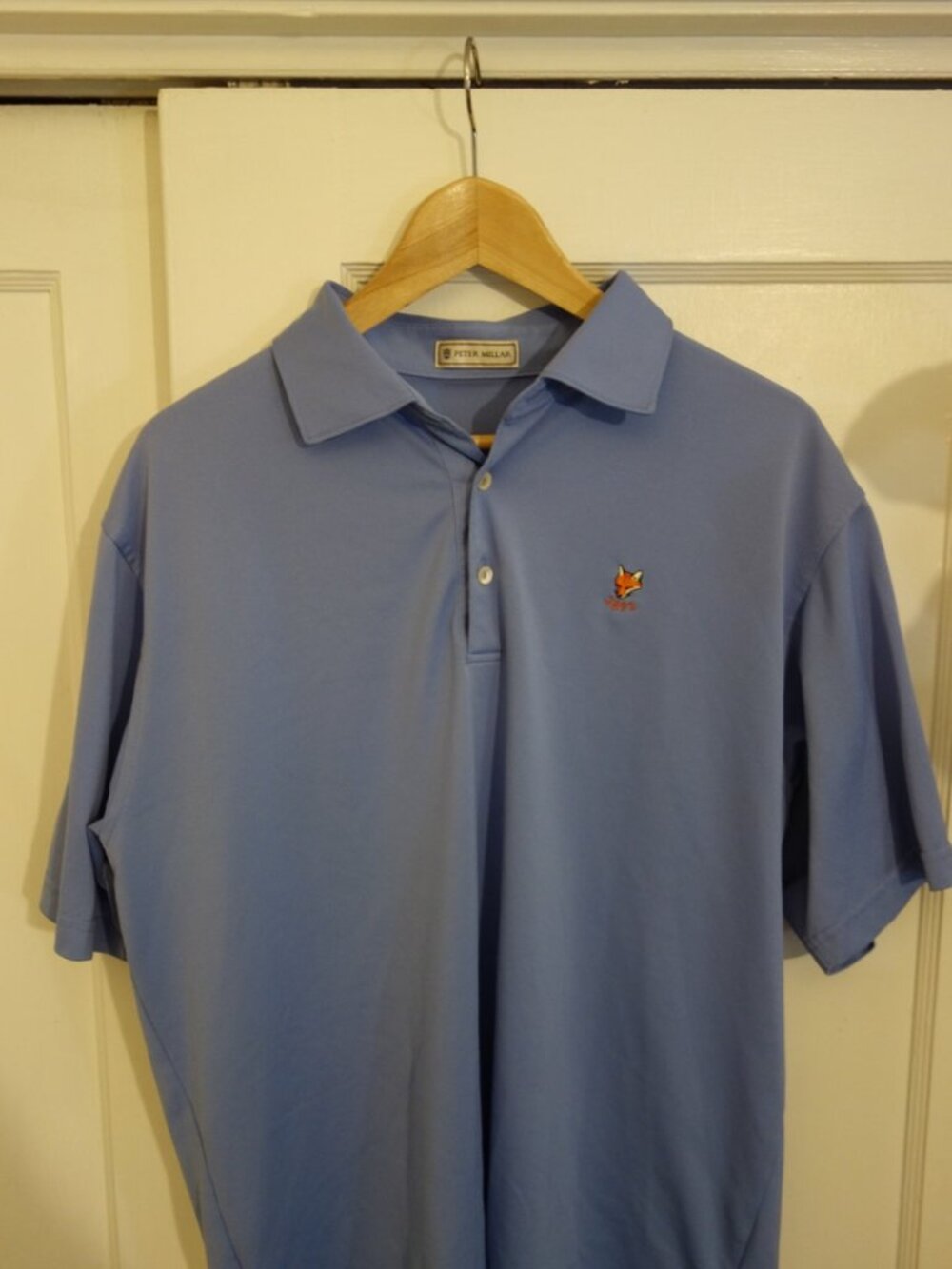Peter Millar Blue Golf Polo Fox 1892 Logo Size L